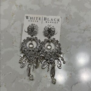 White House Black Market Intricate Silver Earrings